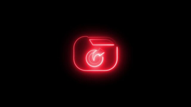 Neon red glowing folder with sync arrow animation