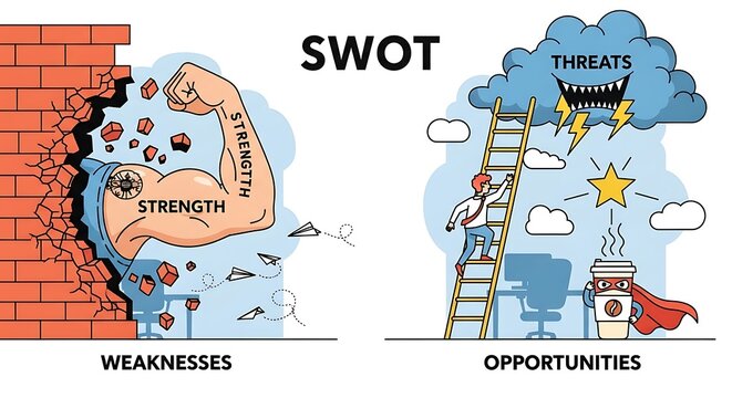 Swot analysis concept strengths weaknesses opportunities and threats