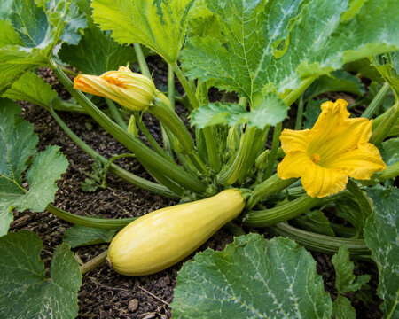 A squash plant in a field