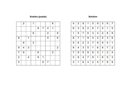 Easy Sudoku for Beginners &ndash; One Large Puzzle with Answer Key. Sudoku puzzle and solution with numbers in grid format  
