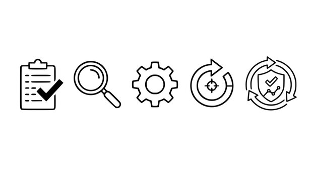 Effective workflow testing outline vector icon with validation and optimization pictogram