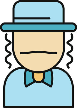 Orthodox jewish man with traditional peyos and a fedora hat as an icon