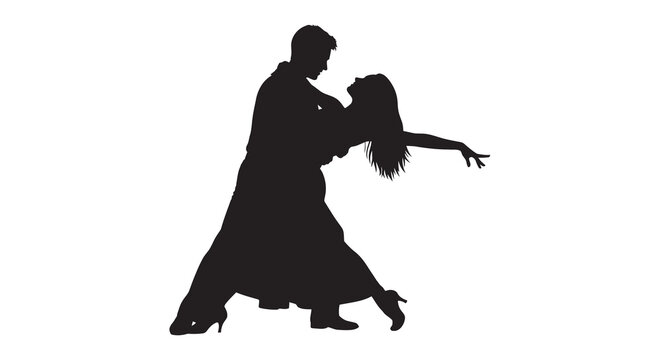 ballroom dancers silhouette against a white background