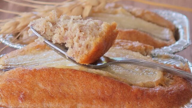 Banana cake in a container.