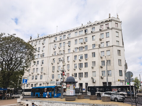 2026.05.18, Russia. White Soviet-era building in Rostov-on-Don