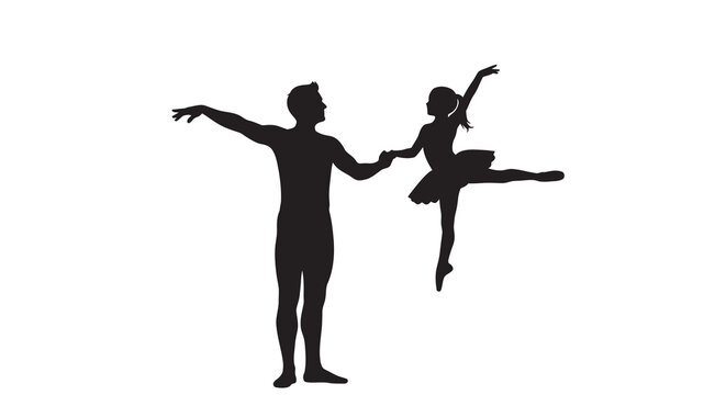 ballet dancers silhouette against white background