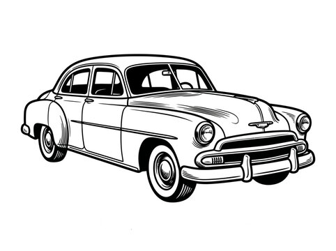 Vintage Chevrolet Car Model Illustration.