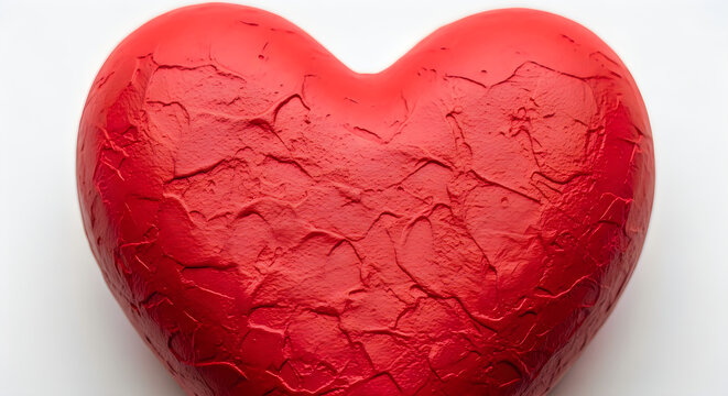 A heart-shaped object with a rough, cracked texture, likely made of clay or similar material.
