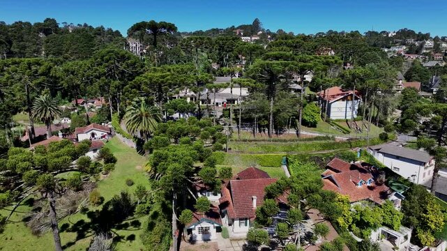 Winter Destination In Campos Do Jordao In Sao Paulo Brazil. Mantiqueira Mountain. Downtown Cityscape. European Architecture. Winter Destination In Campos Do Jordao In Sao Paulo Brazil. Tourism Travel.