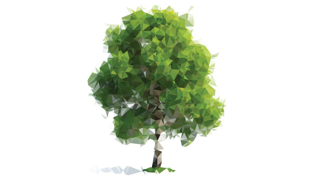 Green Broadleaf Lush Render Lowpoly Polygonal Tree Vector Illustration Nature Landscape Graphic Season