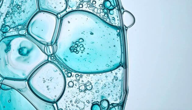 Extreme macro of microfluidic biochip with precise blending turquoise fluids copy space
