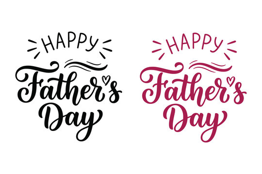 Happy father's day vector typography lettering design pack, elegant fatherhood celebration greeting card template