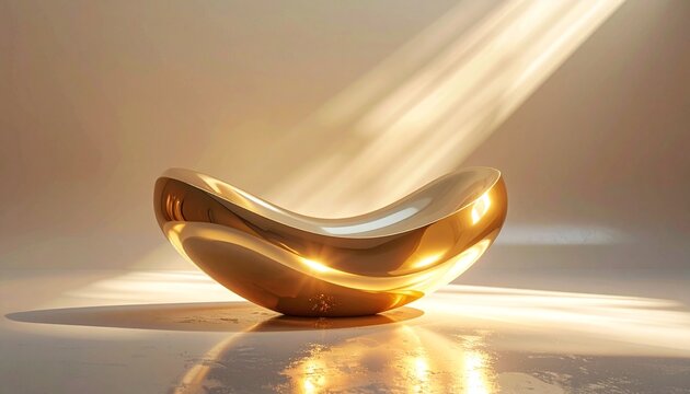 Golden Vessel Bathed in Light - A Study in Form and Illumination.