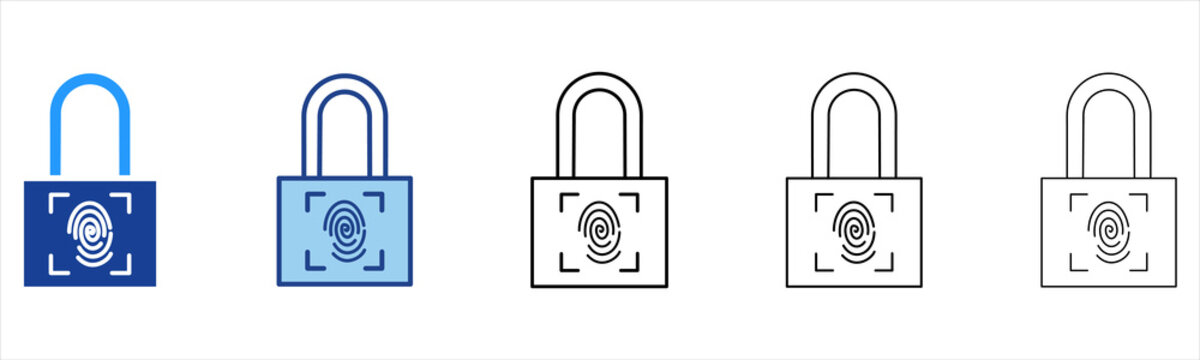 Lock  Icon In Different Color And Outline Style 