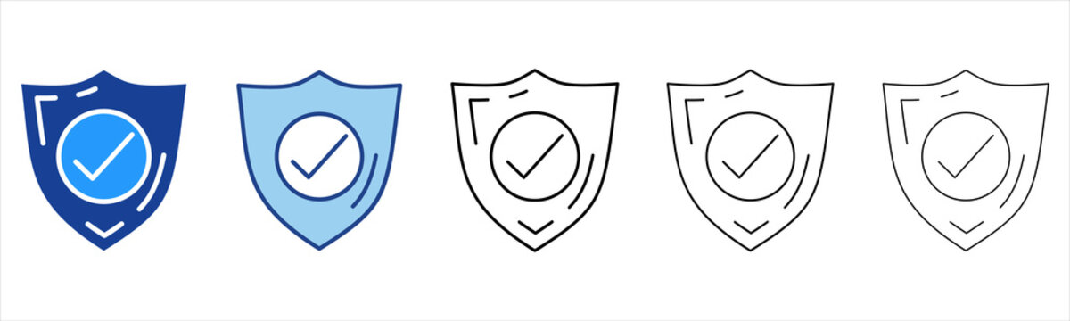 Shield  Icon In Different Color And Outline Style 