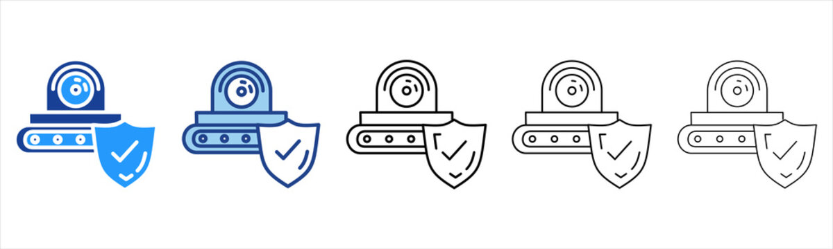 Cctv  Icon In Different Color And Outline Style 