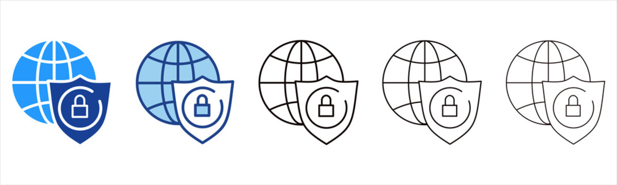 Website  Icon In Different Color And Outline Style 