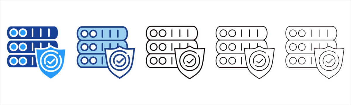 Server  Icon In Different Color And Outline Style 