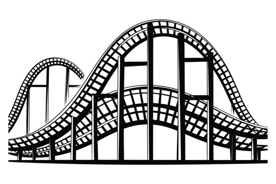 Roller coaster silhouette vector icon amusement ride black flat illustration