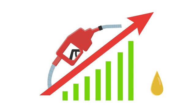 fuel price increase rising oil cost petrol pump inflation chart animation