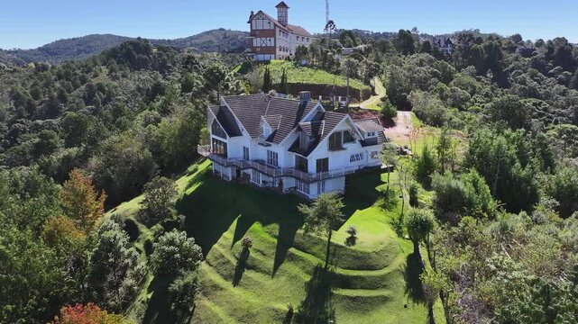 Luxury House In Campos Do Jordao In Sao Paulo Brazil. Mantiqueira Mountain. Downtown Cityscape. European Architecture. Luxury House In Campos Do Jordao In Sao Paulo Brazil. Tourism Travel.
