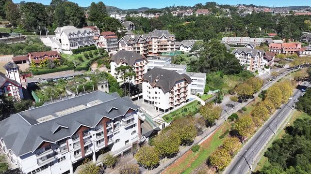 Campos Do Jordao Skyline In Sao Paulo Brazil. Mantiqueira Mountain Range. Winter  Destination. Brazilian Switzerland. Campos Do Jordao Skyline In Campos Do Jordao In Sao Paulo Brazil. Travel Vacation.