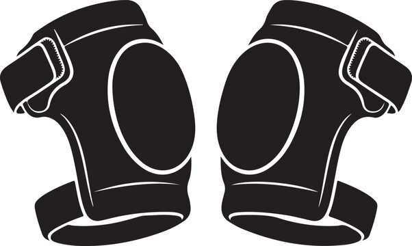 Print Pair of black knee pads isolated on white background