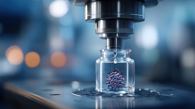 High Detail Close-Up of Lipid Nanoparticle in a Laboratory Setting