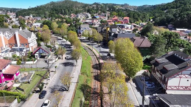 Winter Destination In Campos Do Jordao In Sao Paulo Brazil. Mantiqueira Mountain. Downtown Cityscape. European Architecture. Winter Destination In Campos Do Jordao In Sao Paulo Brazil. Tourism Travel.