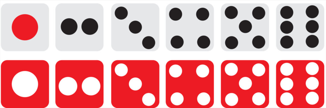 Cut pass dice game icon set on transparent background, casino concept, random symbol. Vector illustration.