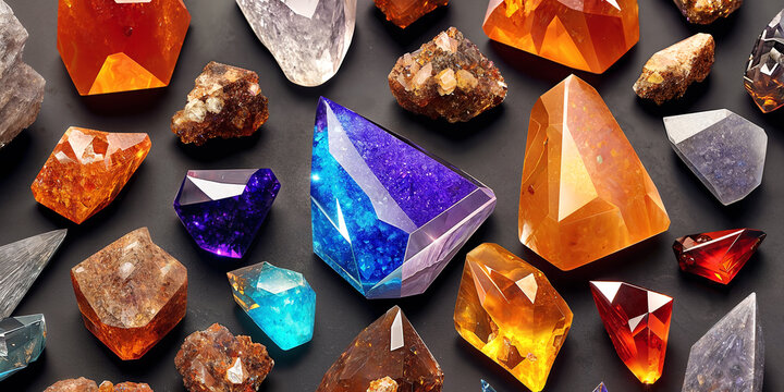 Background of crystals and gemstones