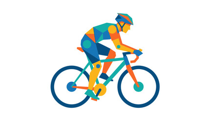 Naklejka premium Abstract Geometric Cyclist Riding Bicycle Illustration