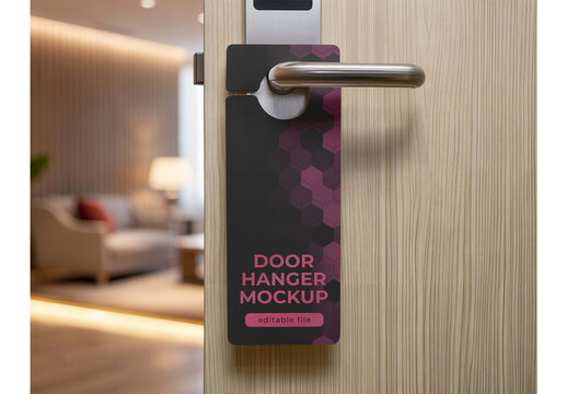 Door Hanger Mockup for Corporate Branding and Packaging Design