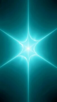 Radiant blue light star beaming in dark space. Glowing energetic portal effect with cosmic rays. Abstract motion background for digital tech science visual art. Vertical video