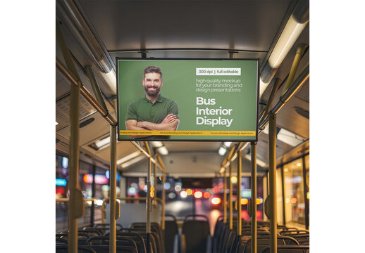 Bus Interior Display Mockup Realistic Design for Brand Presentation