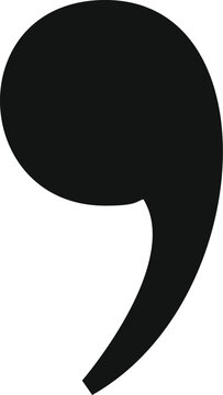 Simple black comma symbol presenting a graphic element for text, writing, and language