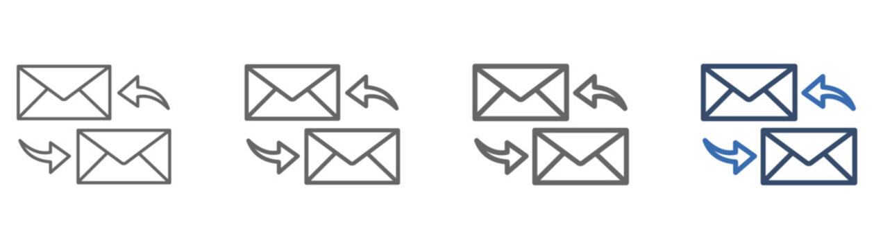 
outline icon set correspondence with two letter design and up and down arrows