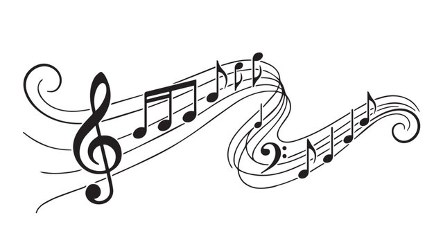 Music notes wave
