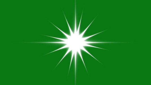Twinkling stars animation, white cartoon, flat, vector, retro doodle cartoon vector style, shiny with glowing burst, starlight,fairy dust wand glitter stars,  Vector, green background. 4k video