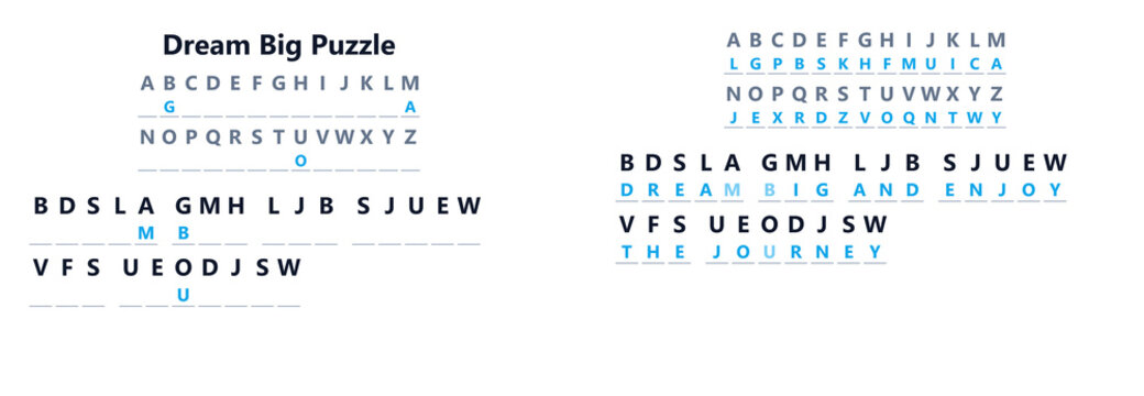 Dream big cryptogram puzzle worksheet with solution