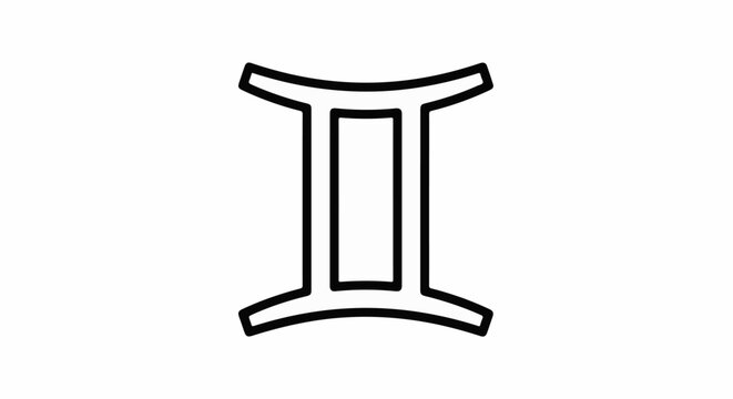 Stylized black outlined Gemini zodiac symbol on a white background