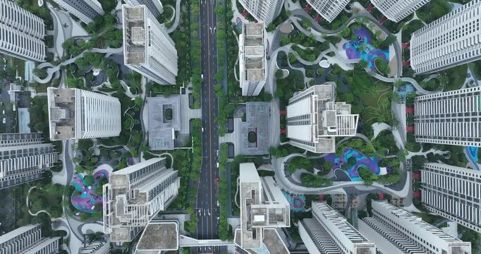 Aerial view of landscape in Chengdu city, China