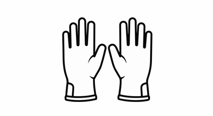 Fototapeta premium Simple line art illustration of a pair of open gloves on a white background