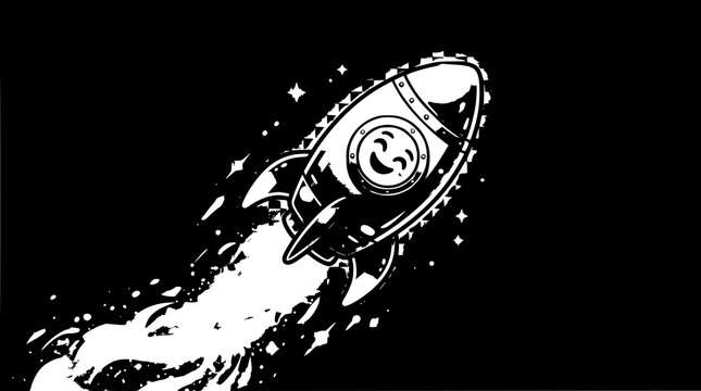 Animated rocket emoji with alpha channel transparent background and seamless 4K loop