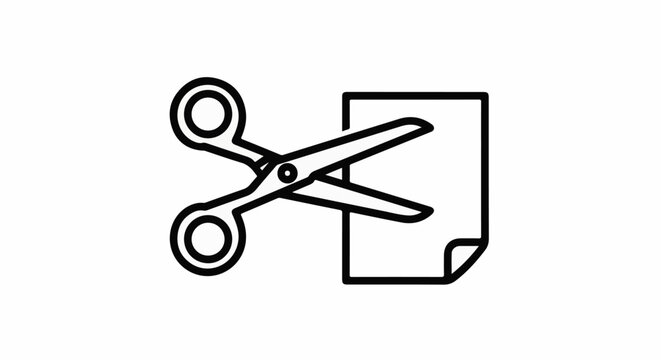 Scissors cutting a corner of a paper sheet