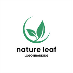 Fototapeta premium Nature Leaf Logo Design Vector for Eco Branding, Organic Green Emblem, Natural Plant Icon, Modern Minimal Environmental Identity Template