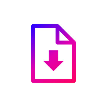 File Download Gradient Icon for Document Transfer and Digital Storage