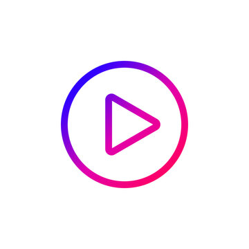 Play Button Gradient Icon for Media Player and Video Streaming
