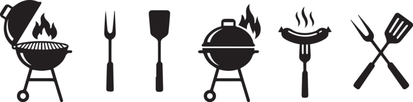  BBQ grill icon set