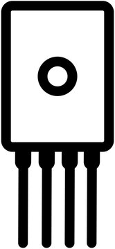 Simple Transistor Icon Vector Illustration in Line Style